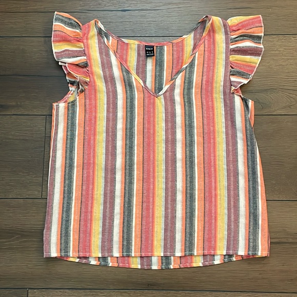 🩷🤍RUFFLE SLEEVE BLOUSE🧡💛 - Picture 4 of 7